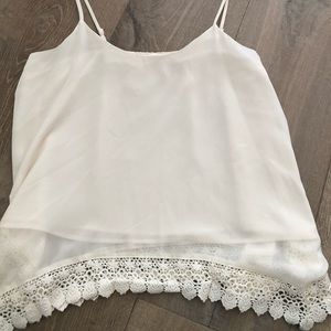 White with lace trim tank top